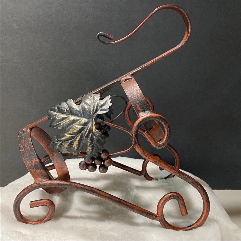 Vintage Wrought Iron Wine Bottle Holder